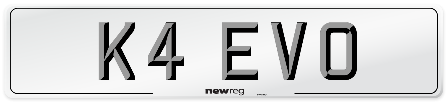 K4 EVO Number Plate from New Reg